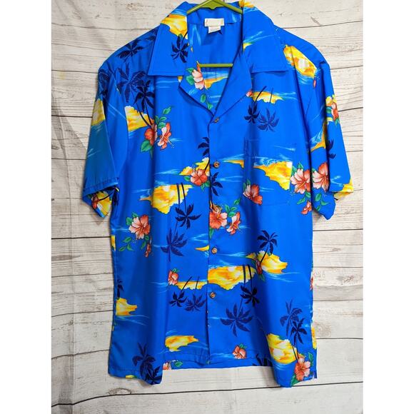 VTG Hawaiian Highway Men's Size L Button Down Short Sleeve Made in USA - Picture 1 of 8